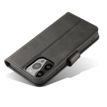 Etui na telefon Magnet Case do iPhone 14 Pro Max elegancki futerał etui pokrowiec z klapką i funkcją podstawki czarny