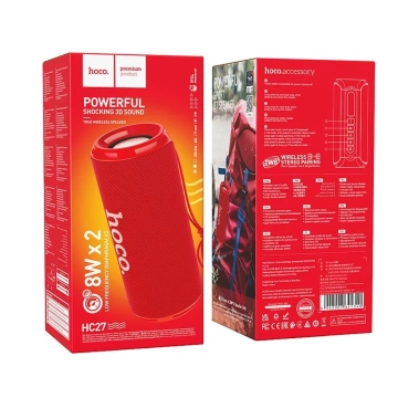 Głośnik Bluetooth Hoco HC27 2×8W Czerwony USB TF FM AUX