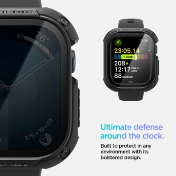 ETUI ZE SZKŁEM HARTOWANYM DO APPLE WATCH 10 (46MM) CZARNE SPIGEN TOUGH ARMOR
