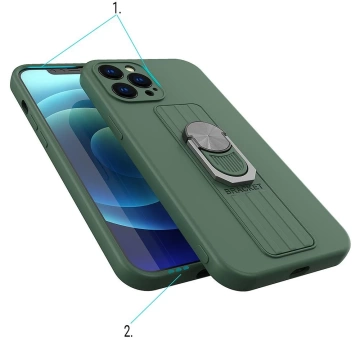 Ring Case Silikonhülle mit Fingergrip und Basis für iPhone 13 Pro Max rot
