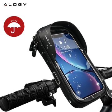 Etui torba wodoodporna rowerowa sakwa na rower na telefon 6.4 cali uchwyt na kierownicę 0.5L Alogy czarna