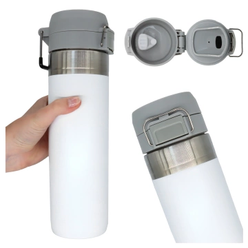 Kubek termiczny Termos Alogy ThermoGo™ 800ml Stalowy Szczelny Pakowny Podróżny do Kawy i Herbaty Sportowy Długo Trzymający Ciepło do Auta i Plecaka Biały