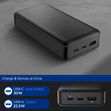 Spigen EA3030 Power Bank 30000mAh 30W USB-C/USB-A Black