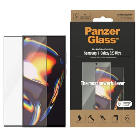 Gehärtetes Glas für Samsung Galaxy S23 Ultra PanzerGlass Ultra-Wide Fit Antibakteriell