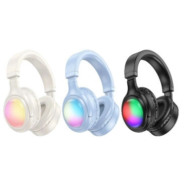 Słuchawki bezprzewodowe nauszne Bluetooth HOCO W48 LED RGB Czarne