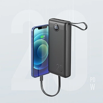 Powerbank Externer Akku (POWER BANK) VEGER C20 – 20.000 mAh (Micro Typ C Lightning 8-polig) schwarz W2047