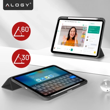 Etui Ochronne do Apple iPad 10.9" 10 Gen 2022 / iPad 11" A16 11 Gen 2025 Hybrydowe z Miejscem na Rysik, Składana Okładka z Funkcją Podstawki 2w1, Alogy HybridBook™ Case – Czarne