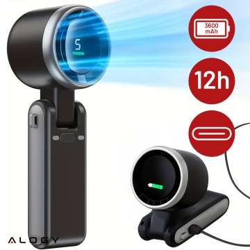 Schreibtischventilator, Standventilator, kleiner Umwälzventilator mit Clip, kabelloser Handventilator, 500 mAh, USB-C, Alogy White