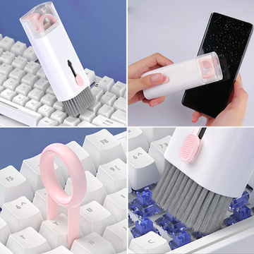 Cleaner Multifunktionales Reinigungsset für Airpods 7in1 Tastaturen Pink und Weiß