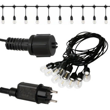 Garten-Girlandenleuchte, 10 LED-Balkonleuchten für den Garten, wasserdichte IP44-24-V-Glühbirnen