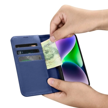iCarer Wallet Case 2in1 Cover iPhone 14 Plus Anti-RFID Leder Flip Case Blau (WMI14220727-BU)