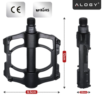 Pedały rowerowe Alogy do roweru szosowego i górskiego platformowe MTB aluminiowe komplet 2szt Aluminium z potrójnym łożyskiem Czarne