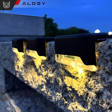 Lampa solarna ogrodowa LED zestaw x8 na taras balkon schody balustradę z czujnikiem zmierzchu akumulator AAA czarna