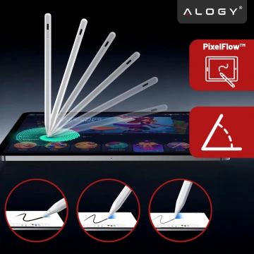 Rysik do Apple iPad Alogy Pencil z funkcją Palm Rejection Pressure Sensing Tilt Magnetyczny USB-C + 3 zapasowe końcówki Biały