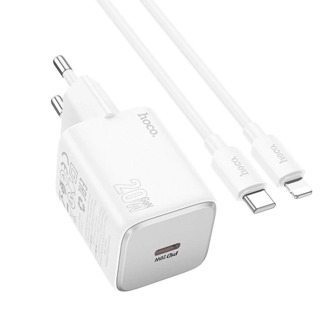 Hoco N40 20W USB-C Ladegerät USB-C Lightning PD QC Kabel Weiß