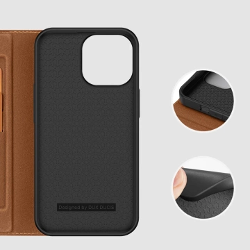 Etui Dux Ducis Skin X2 do iPhone 14 Pro Max pokrowiec z magnetyczną klapką brązowy