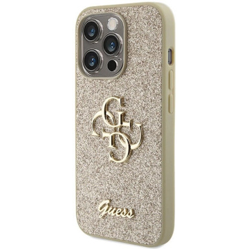 Original GUESS Hardcase GUHCP15LHG4SGD Hülle für iPhone 15 PRO (Fixed Glitter Big 4G / Gold)