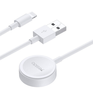 Kabel USB do ładowania 2w1 ładowarka indukcyjna magnetyczna do Apple Watch Przewód do iPhone Lightning Yesido CA70 2.4A 1.2m Biały