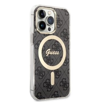 Zestaw Guess GUBPP13LH4EACSK Case+ Charger iPhone 13 Pro czarny/black hard case 4G MagSafe Print 