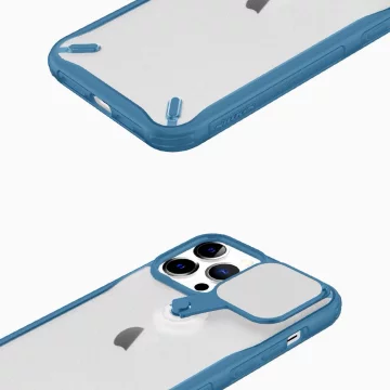 Nillkin Cyclops Case Eine strapazierfähige Hülle mit einer Kameraabdeckung und einem faltbaren Ständer für das iPhone 13 Pro blau