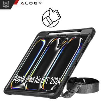Etui pancerne 360 z miejscem na rysik do Apple iPad Air 11" (2024,2025) / Air 10.9" (2020,2022) / Pro 11 (2018) Alogy Pirate 360 Case obudowa na tablet Czarne