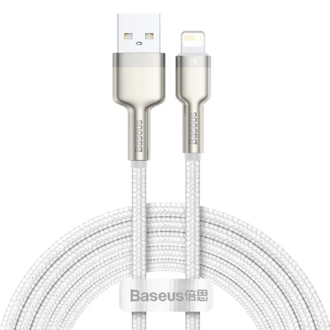 Baseus Cafule Metal Data USB-Kabel - Lightning 2,4 A 2 m weiß (CALJK-B02)