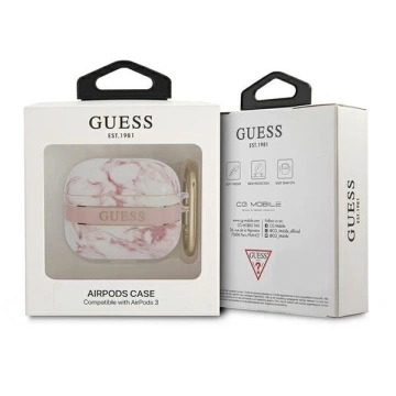 Guess GUA3HCHMAP AirPods 3 Cover różowy/pink Marble Strap Collection