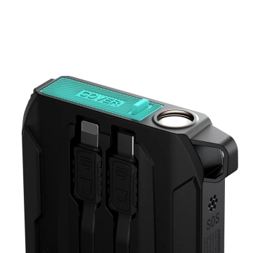 Joyroom 10000 mAh 22,5 W Powerbank mit USB-C- und Lightning-Kabel Schwarz