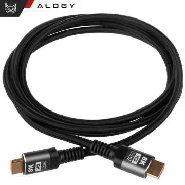 Kabel HDMI 2.1 Alogy 5m 4K 8K PREMIUM MIEDŹ ULTRA High Speed 60Hz 48GBps Czarny