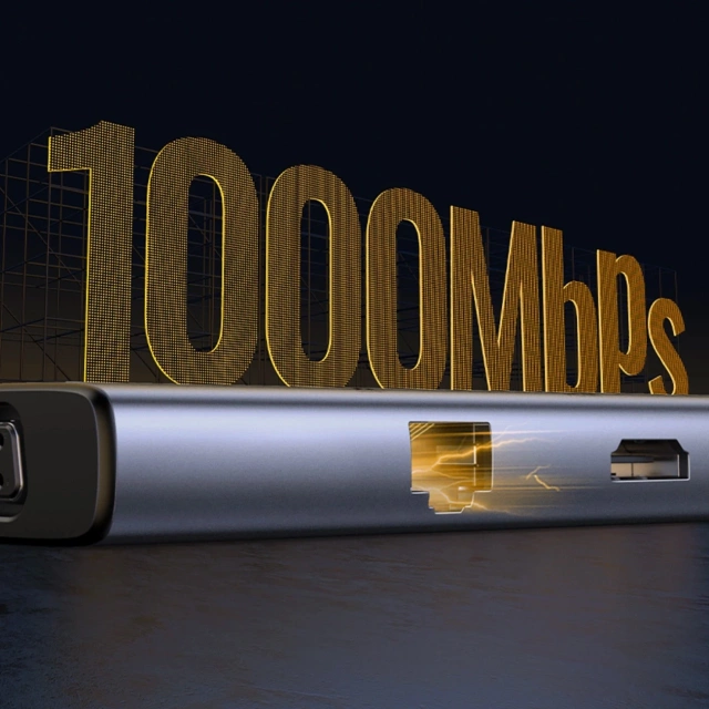 Ugreen CM498 USB-C HDMI VGA RJ45 Adapter USB-A SD PD 100W Hub 9in1 Grau