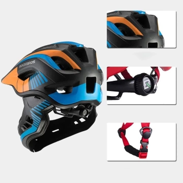 Kask rowerowy dziecięcy z odpinaną szczęką Rockbros TT-32SOBL-S rozmiar S - czarno-pomarańczowy