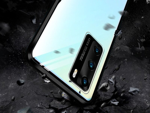 Etui magnetyczne szklane Dr.Fit dwustronne do Huawei P40 Czarne