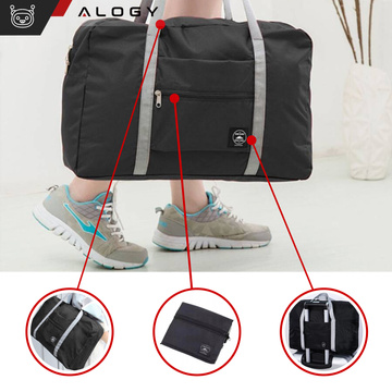 Torba podróżna sportowa na ramię męska damska na siłownie treningowa bagaż podręczny 48x32 materiałowa Alogy Sport Czarna