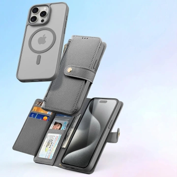 Etui skórzane Dux Ducis Lawa na iPhone 15 Pro Max z MagSafe - szare