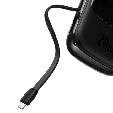 Powerbank mit Schnellladefunktion Baseus Qpow Digital Display 20000mAh 20W QC/PD/SCP/FCP mit integriertem Lightning-Kabel schwarz