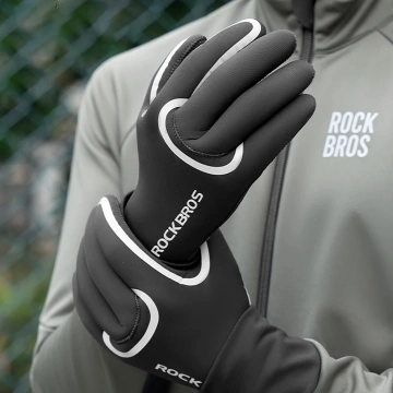 Rękawiczki rowerowe Rockbros Wodoodporne L/XL Czarne