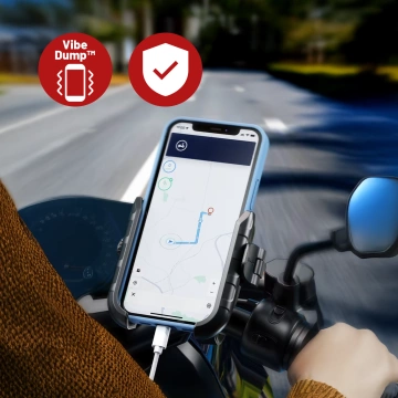 Uchwyt Motocyklowy na Telefon z Szybkim Ładowaniem 36W USB-C PD Kewig do Kierownicy i Lusterka, Rotacja 360°, Kompatybilny z Telefonami 5.4–7" - Czarny