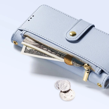 Dux Ducis Lawa iPhone 16 Lederhüllen mit blauem MagSafe Wallet