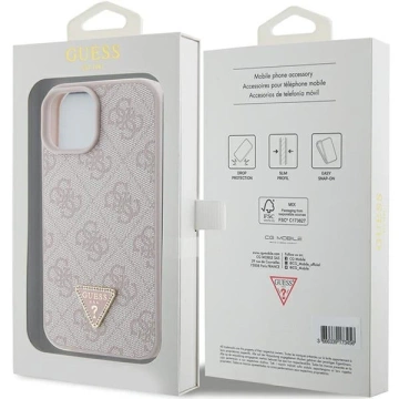 Etui Guess GUHCP15SP4TDPP für iPhone 15 6,1" rot/rosa Hardcase Leder 4G Triangle Strass