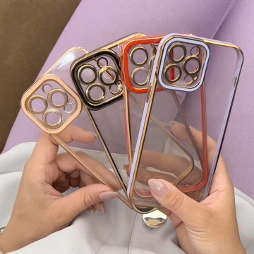 Fashion Case etui do iPhone 12 Pro Max żelowy pokrowiec ze złotą ramką czerwony
