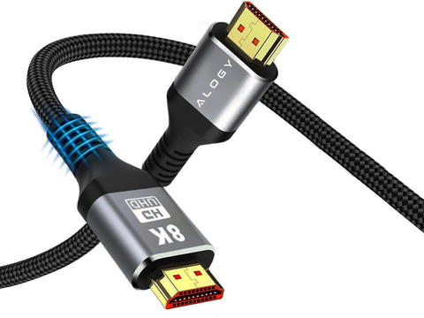 Kabel x2 HDMI 2.1 Alogy 2m 8K PREMIUM ULTRA High Speed 60Hz 48GBps Czarny