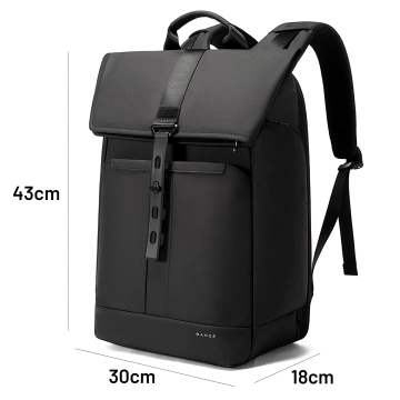 Plecak wodoodporny Bange na laptopa 15.6" miejski podróżny 43x30x18 cm do pracy samolotu męski damski Czarny
