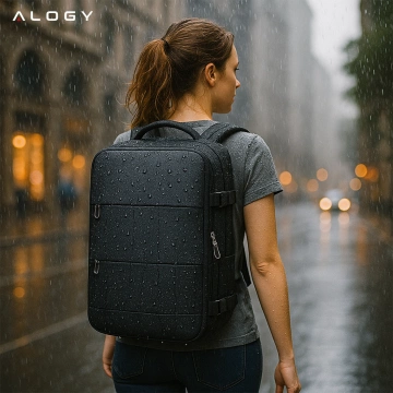 Alogy Unisex Schwarz Herren Damen Reise-Laptop-Rucksack für Koffer Gepäck für Flugzeug Arbeit Schule 45x30x20cm