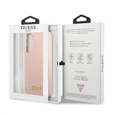 Ratet mal, GUHCS22MLSLMGPP S22 S906 różowy/pink Hardcase Silikon-Schriftzug Metall-Logo