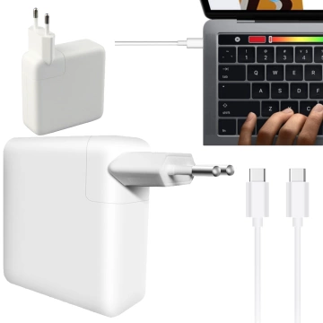 Ładowarka zasilacz do Apple MacBook – szybkie ładowanie Power Delivery PD 61W, kabel USB-C do USB-C 2 m, uniwersalna i bezpieczna – Alogy PowerLink™ Biały
