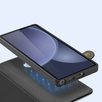 Etui do Samsung Galaxy S25 Ultra Dux Ducis Lawa Skórzane Czarne