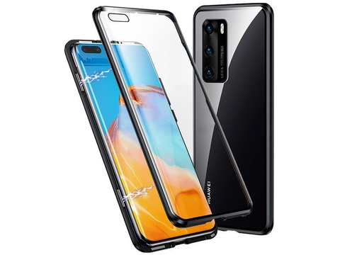 Etui magnetyczne szklane Dr.Fit dwustronne do Huawei P40 Czarne