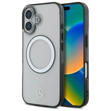 Etui Mercedes do iPhone 16 6.1" MagSafe Transparent Hardcase Printed Logo 