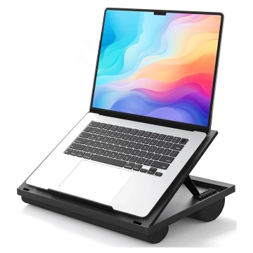 Składana Podstawka na Laptopa do 16 cali z Regulacją Kąta Nachylenia, Miękkimi Poduszkami i Antypoślizgową Powierzchnią, do Pracy w Łóżku i na Sofie, Alogy LapDesk™ – Czarna