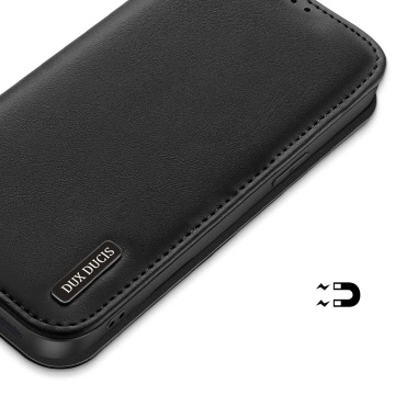 Etui ochronne do iPhone 16e Dux Ducis Hivo z klapką i ochroną RFID - czarne
